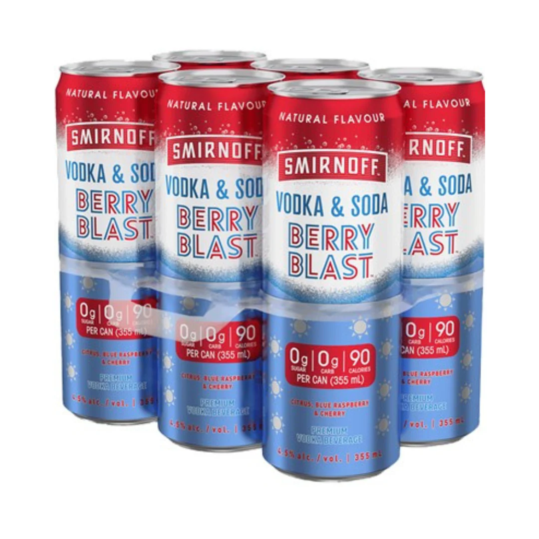 Smirnoff Vodka & Soda Berry Blast 6 Cans